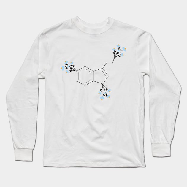 Blue - serotonin molecule chemistry organic florals Long Sleeve T-Shirt by medimidoodles